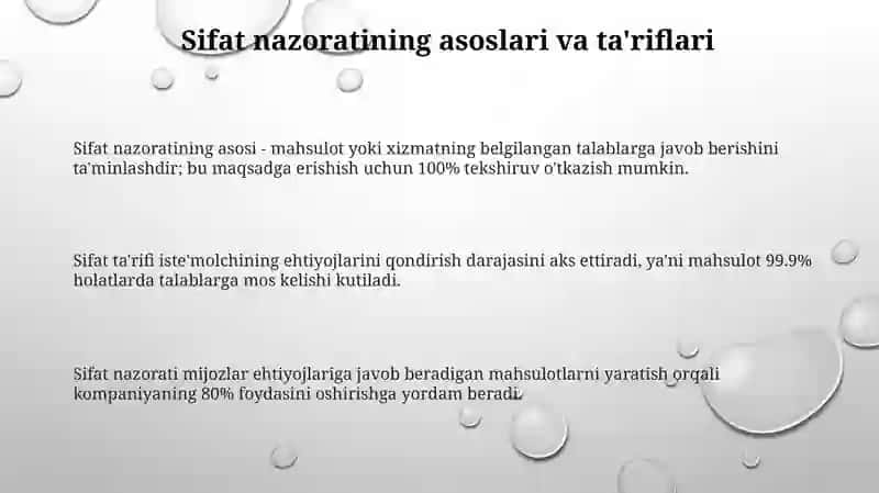 Sifat nazorati asoslari 3