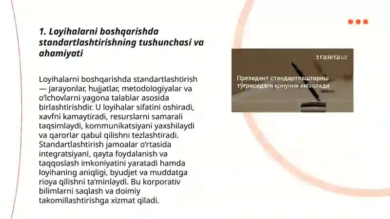Loyihalarni boshqarishda standartlashtirish 3
