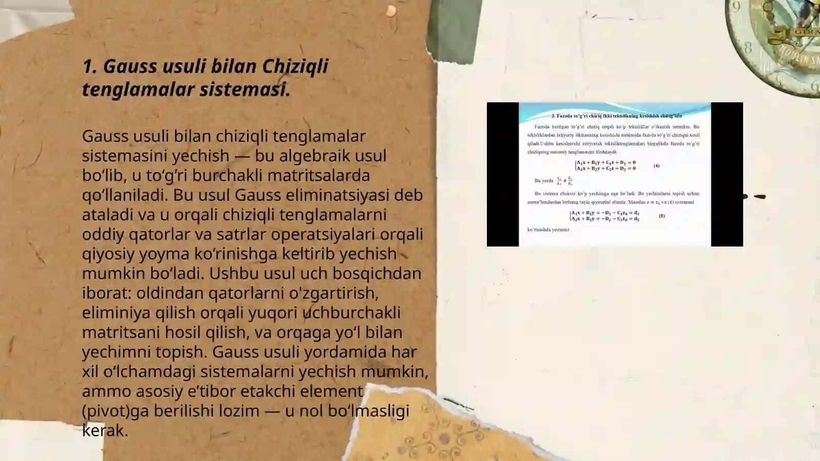 Chiziqli tenglamalar sistemlarini yechish usullari 3