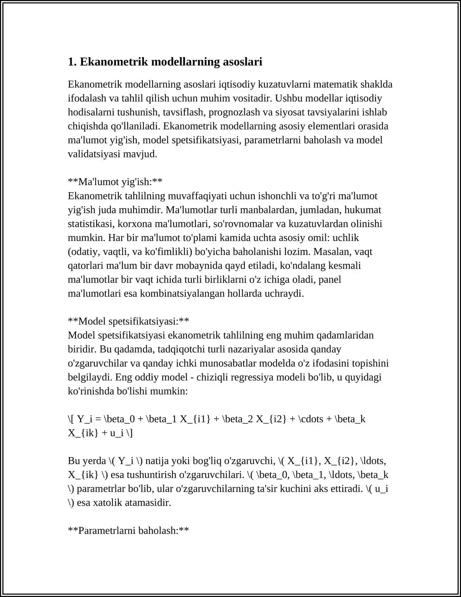 BOZOR HAJMINI ANIQLASHDA EKANOMETRIK MODELLARDAN FOYDALANISH 3