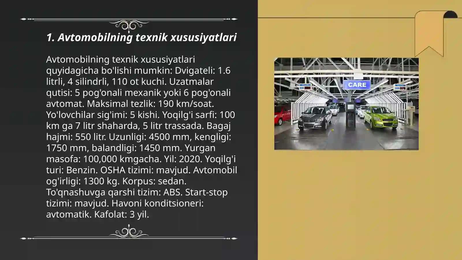 Avtomobil korxonasi mahsuloti tavsifi 3