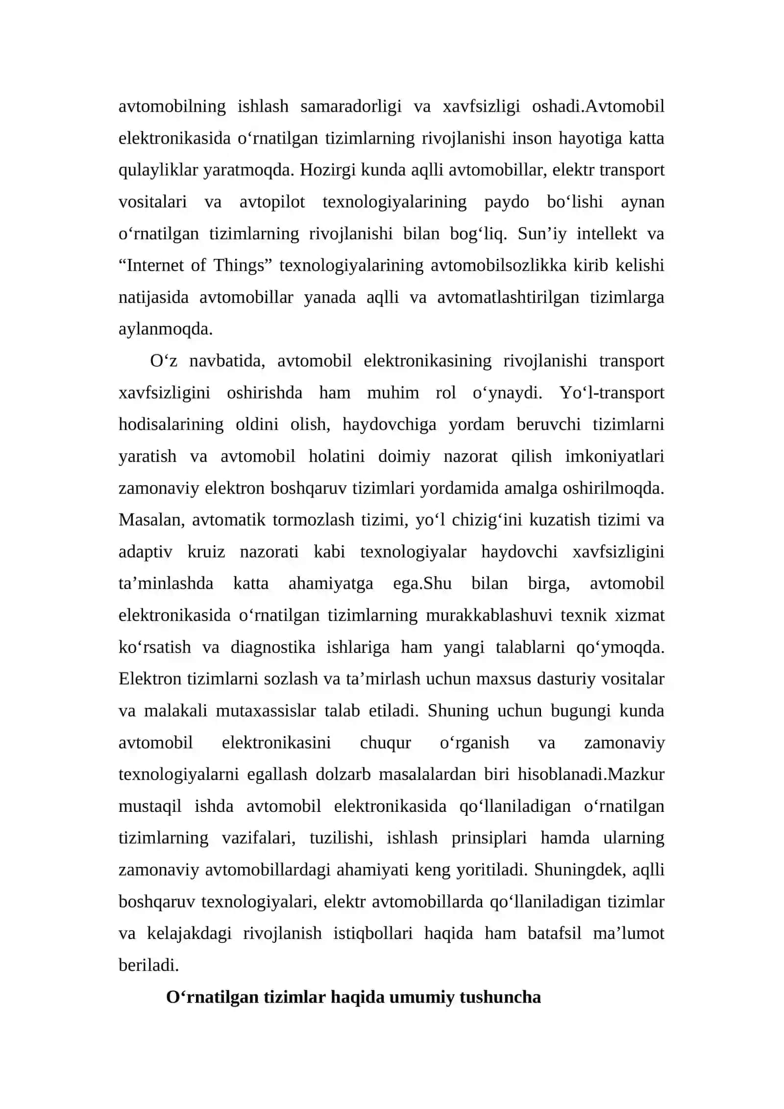 Avtomobil elektronikasida o‘rnatilgan tizimlarning qo‘llanilishi 3