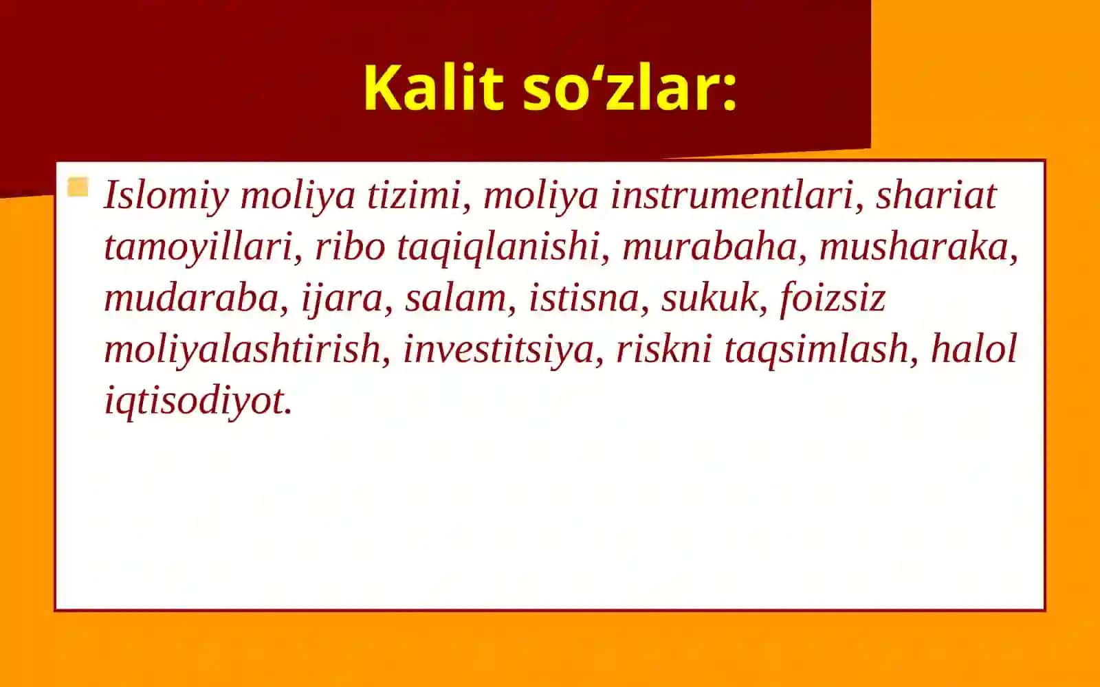 Islomiy moliya tizimida islom moliya instrumentlari 3