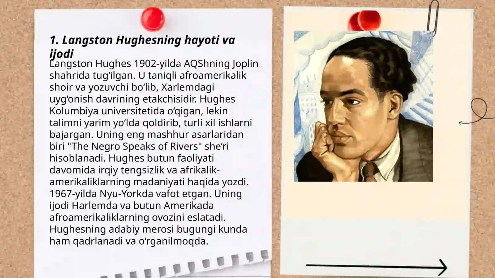 Lengston Hyuz "Rahmat sizga, xonim!" (6-sinf adabiyot darsligi asosida) 3