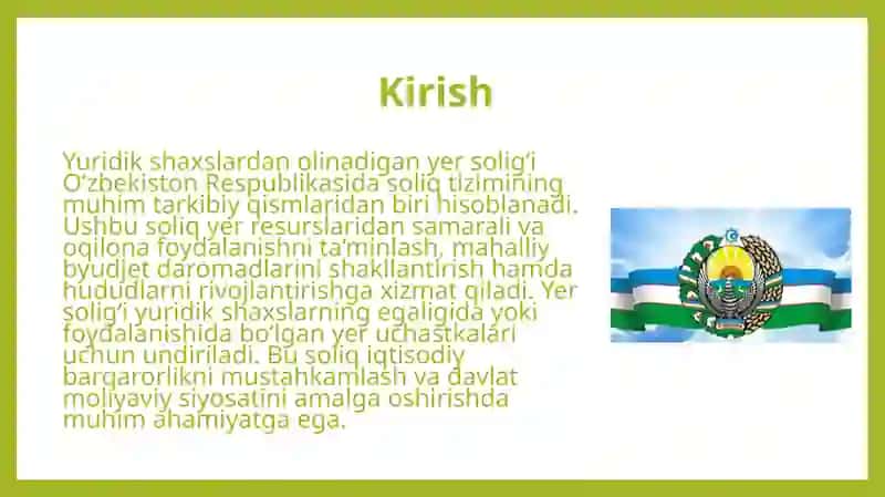 Yuridik shaxslardan olinadigan yer solig`i 3