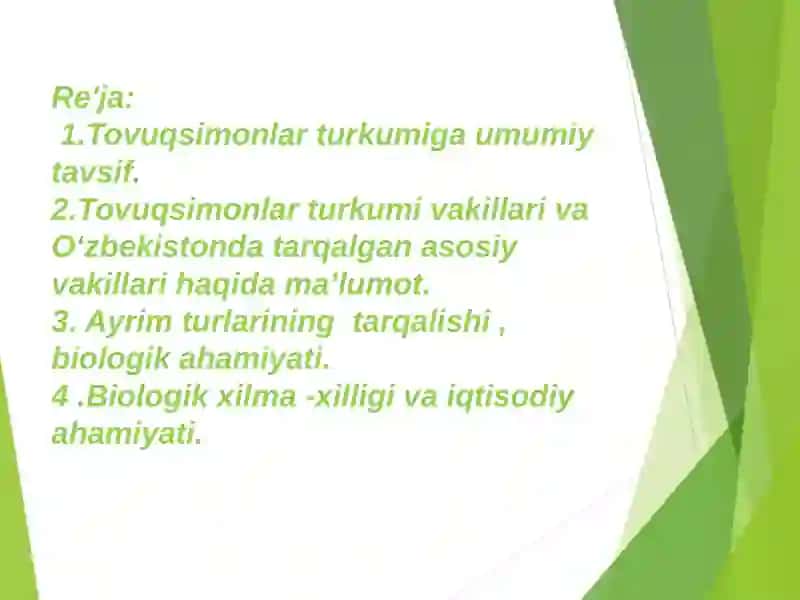 Tovuqsimonlar Biologiyasi 3