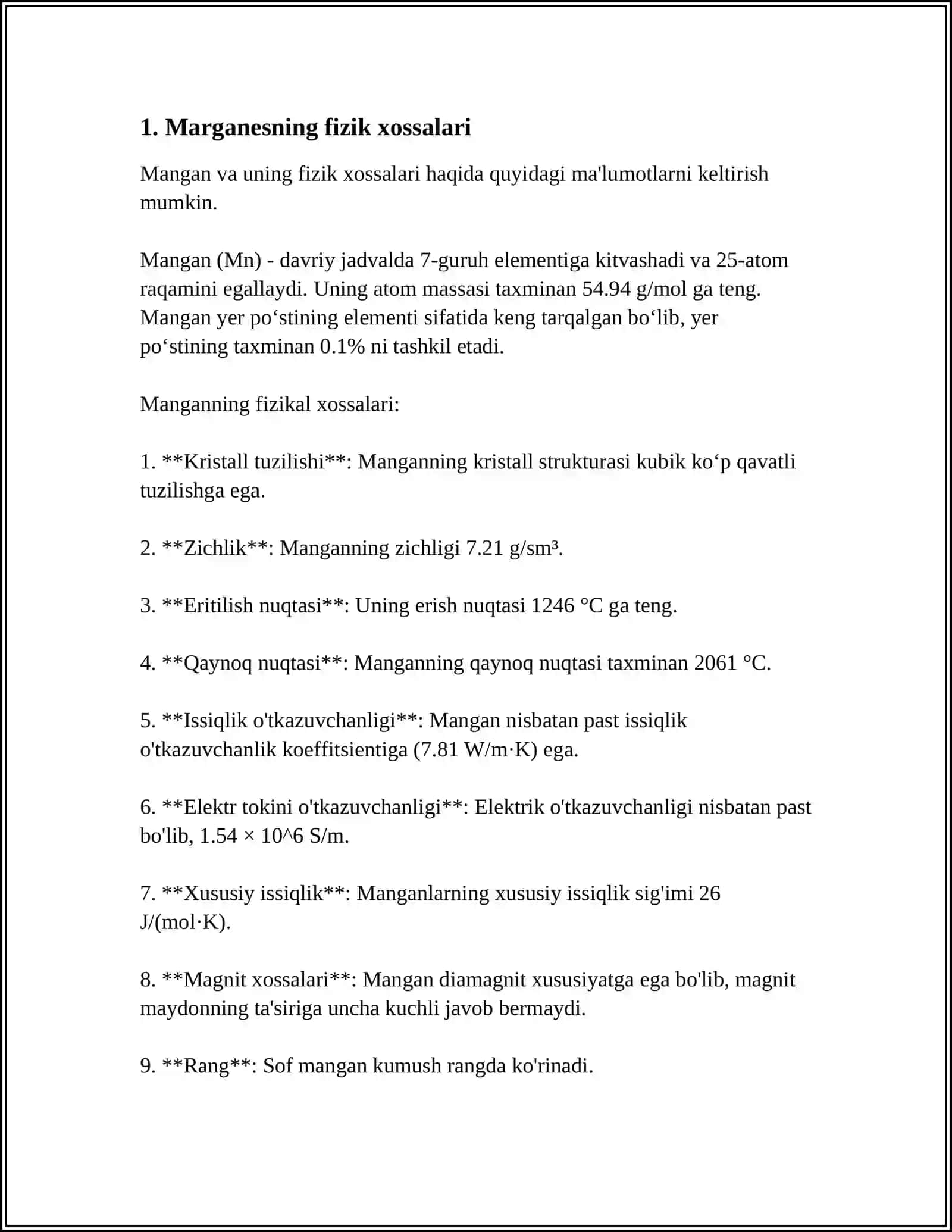 MARGANESNING XOSSALARI 3