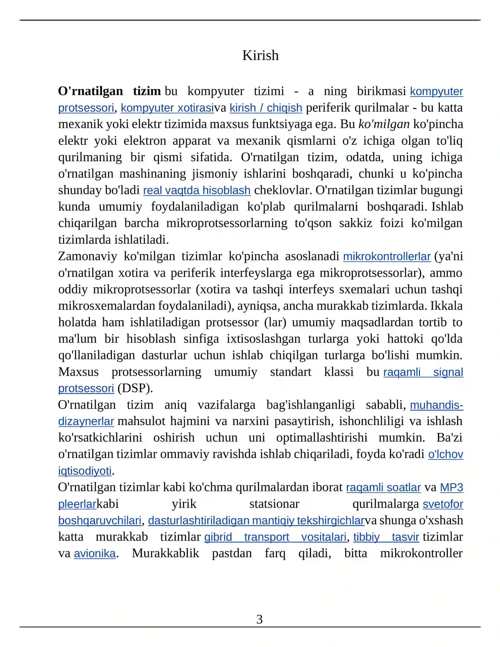 O'rnatilgan tizimlarda qo'llaniladigan zamonaviy protsessorlar 3