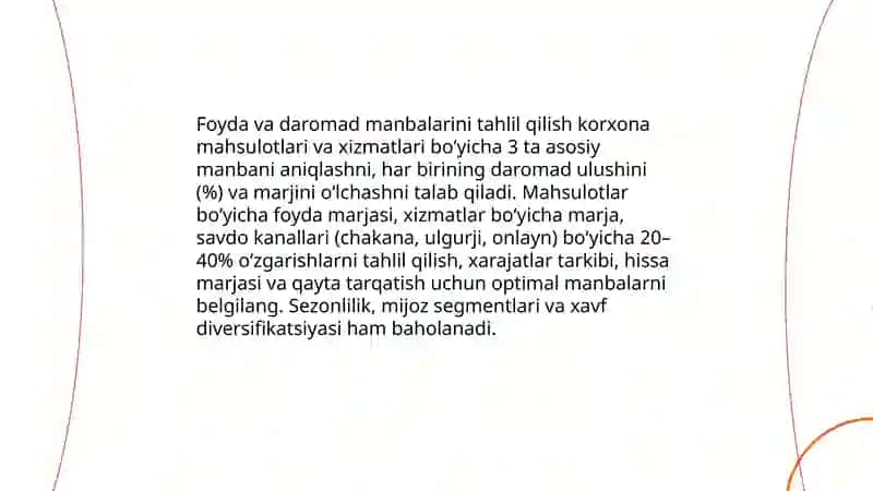 Foyda va daromad manbalarini tahlil qilish 3