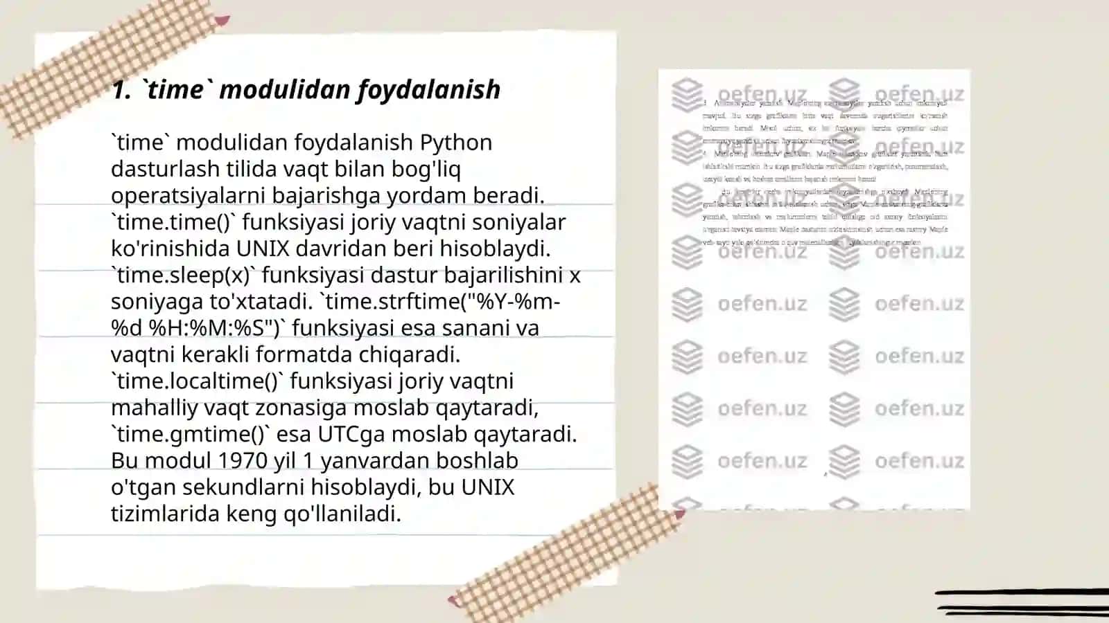 Pytonda time, calendar modullari bilan ishlash 3