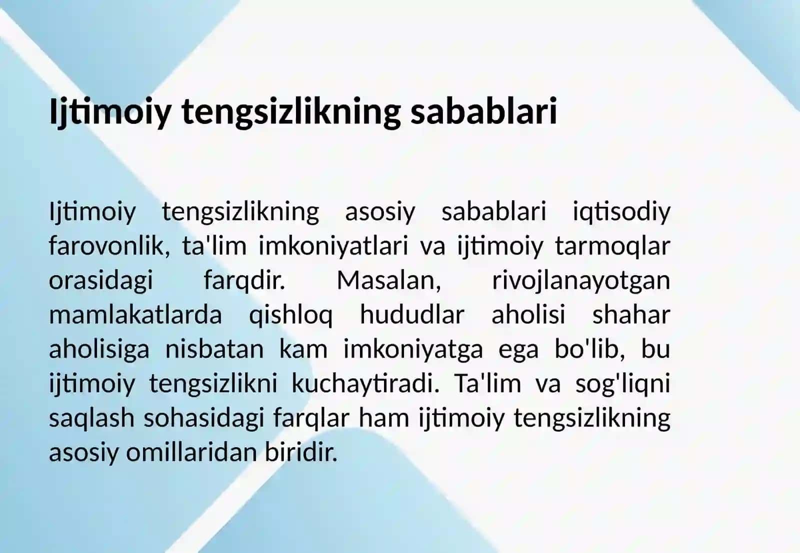 Ijtimoiy tengsizlik va kambagallik muammolari 3