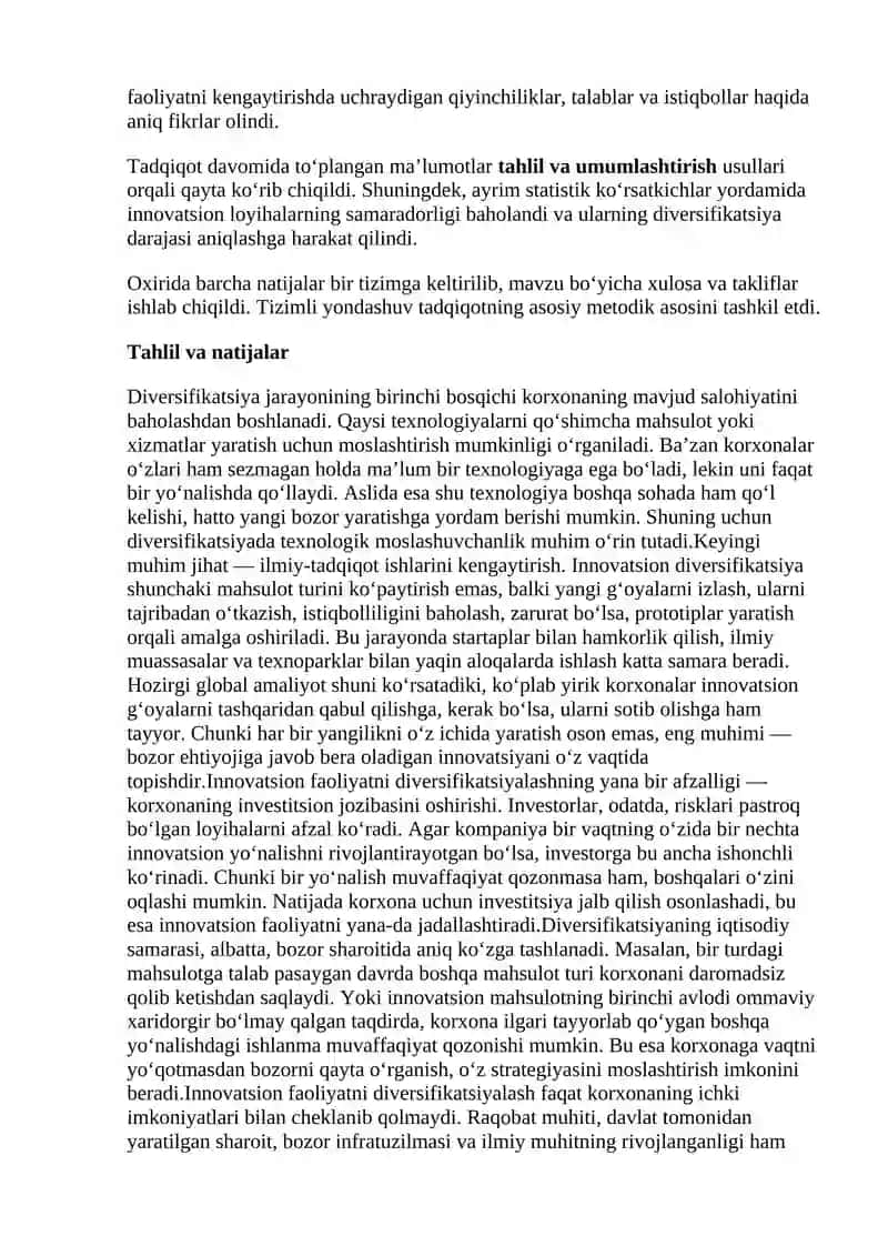 Innovatsion faoliyatni diversifikatsiyalash 3