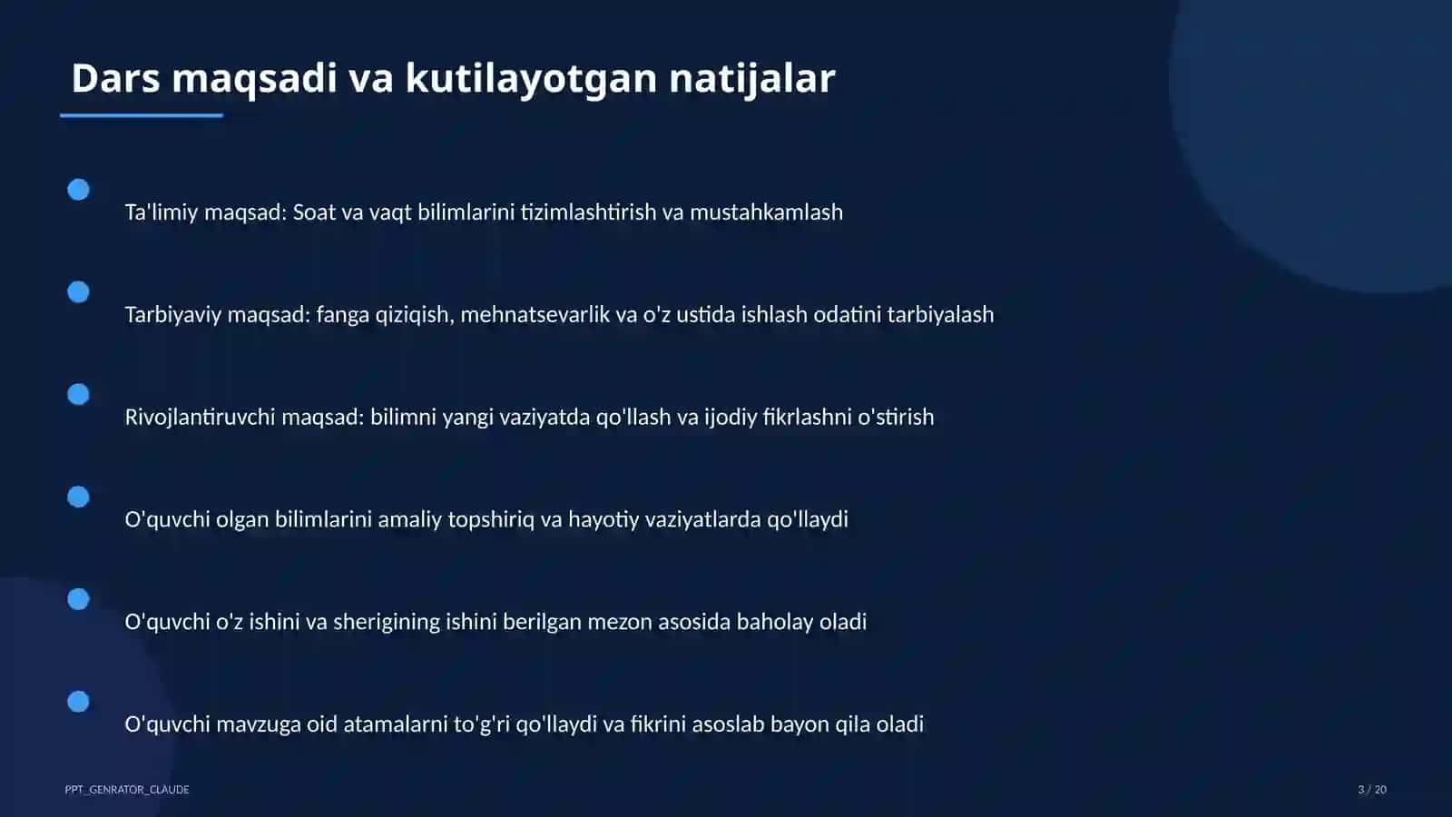 Soat va vaqt (1-sinf) 3