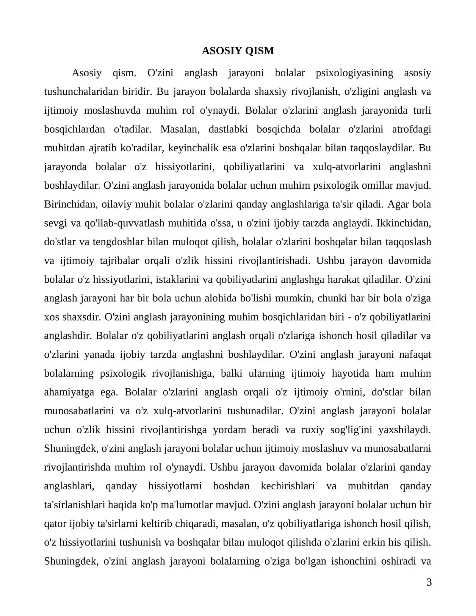Ilk va bolalik davrida oʻzini anglash jarayoni 3