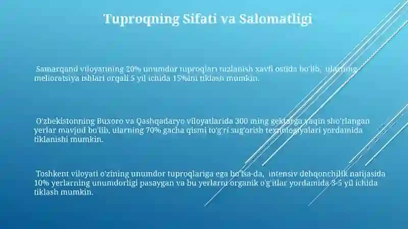 Yaroqli Dehqonchilik Yerlarini Tiklash 3