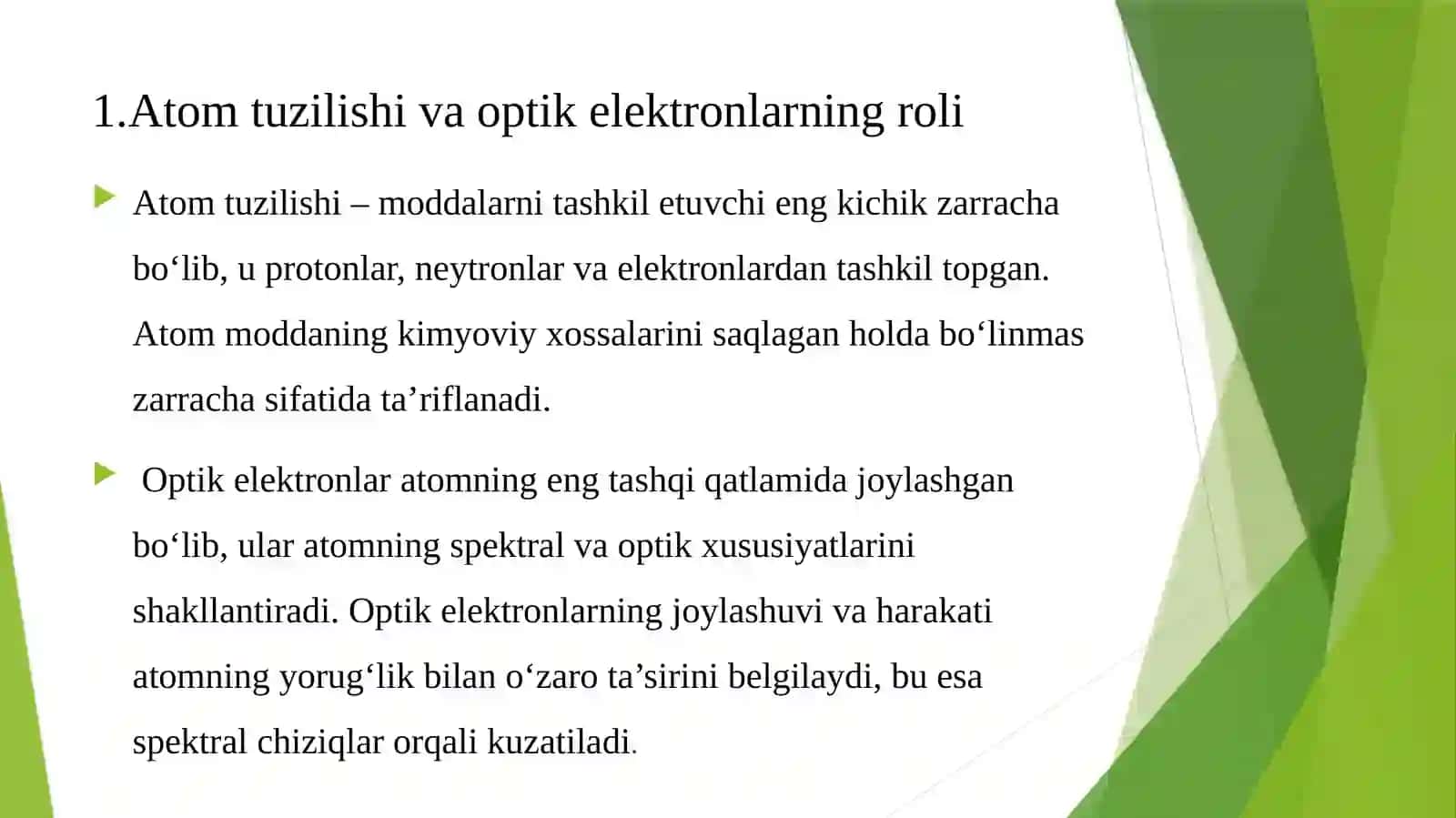 Bir vaikki optik elektronli atomlar 3