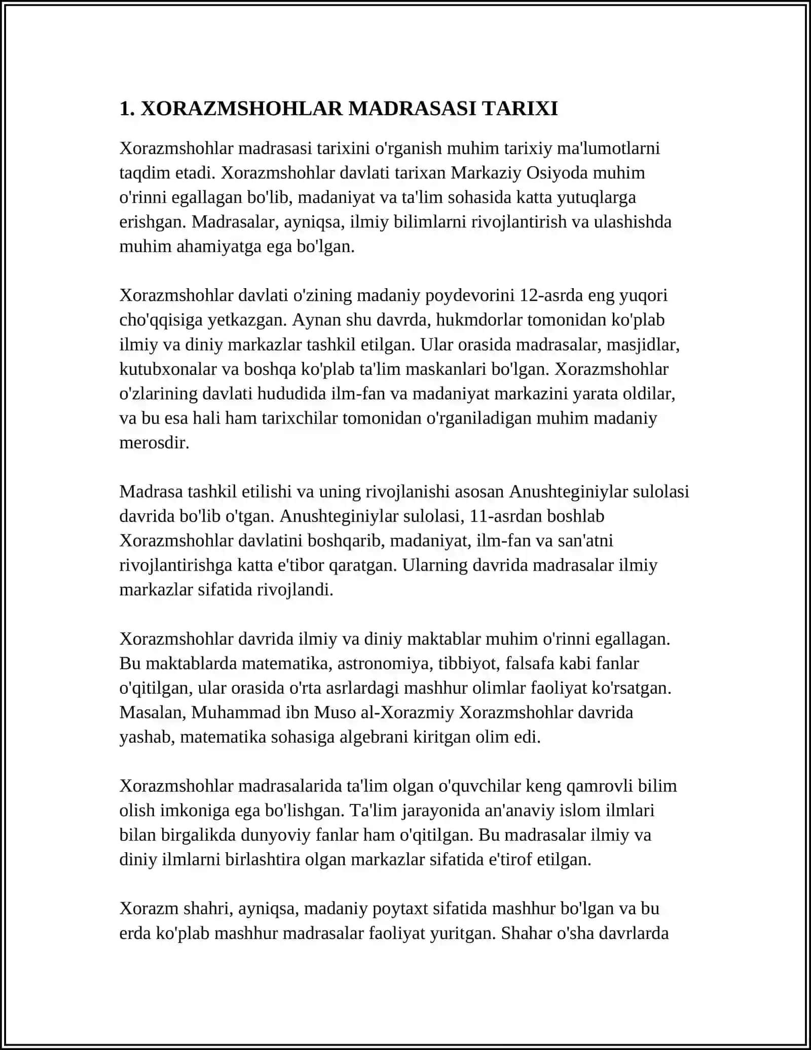 XORAZMSHOHLAR MADRASASI HAQIDA MA'LUMOT VA SLAYDLAR 3