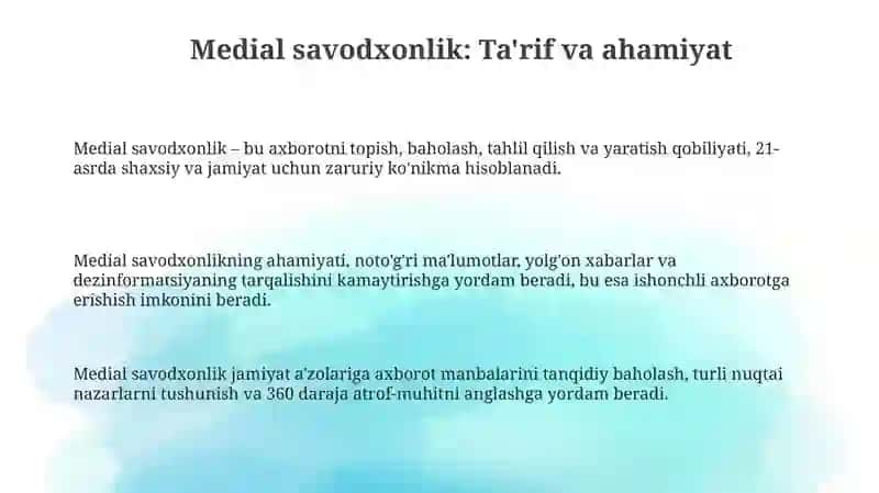 Medial Savodxonlik 3