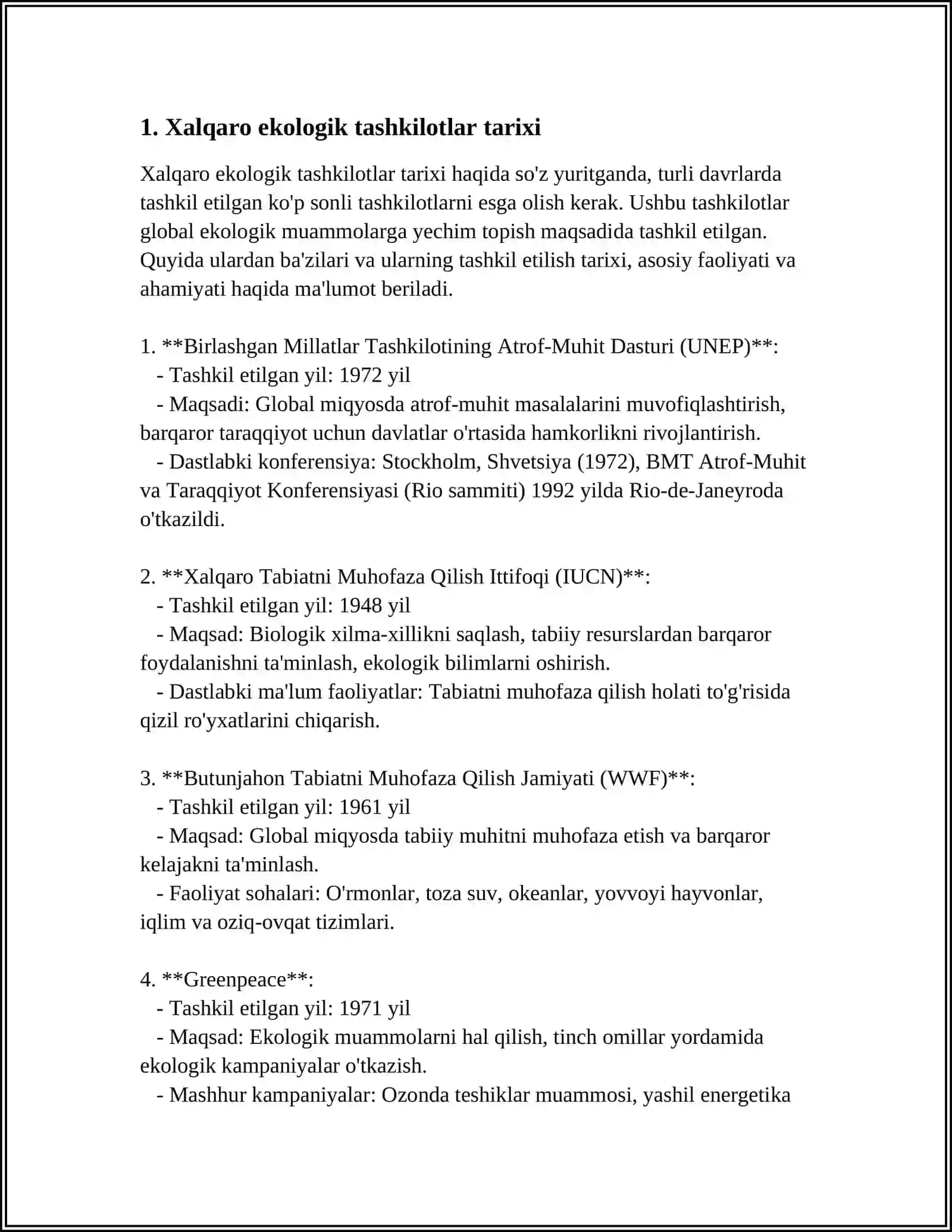 Xalqaro Ekologik Tashkiyotlar 3