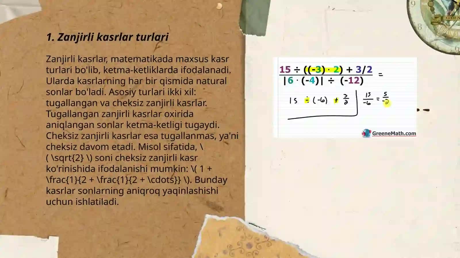 Zanjirli kasrlar ustida amallar 3