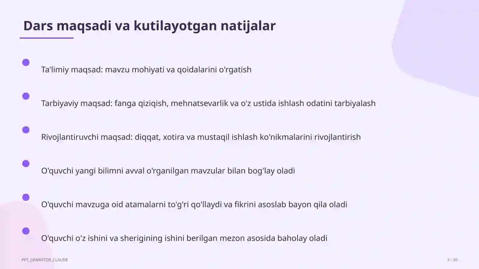 Matematika Dars Rejasi 3