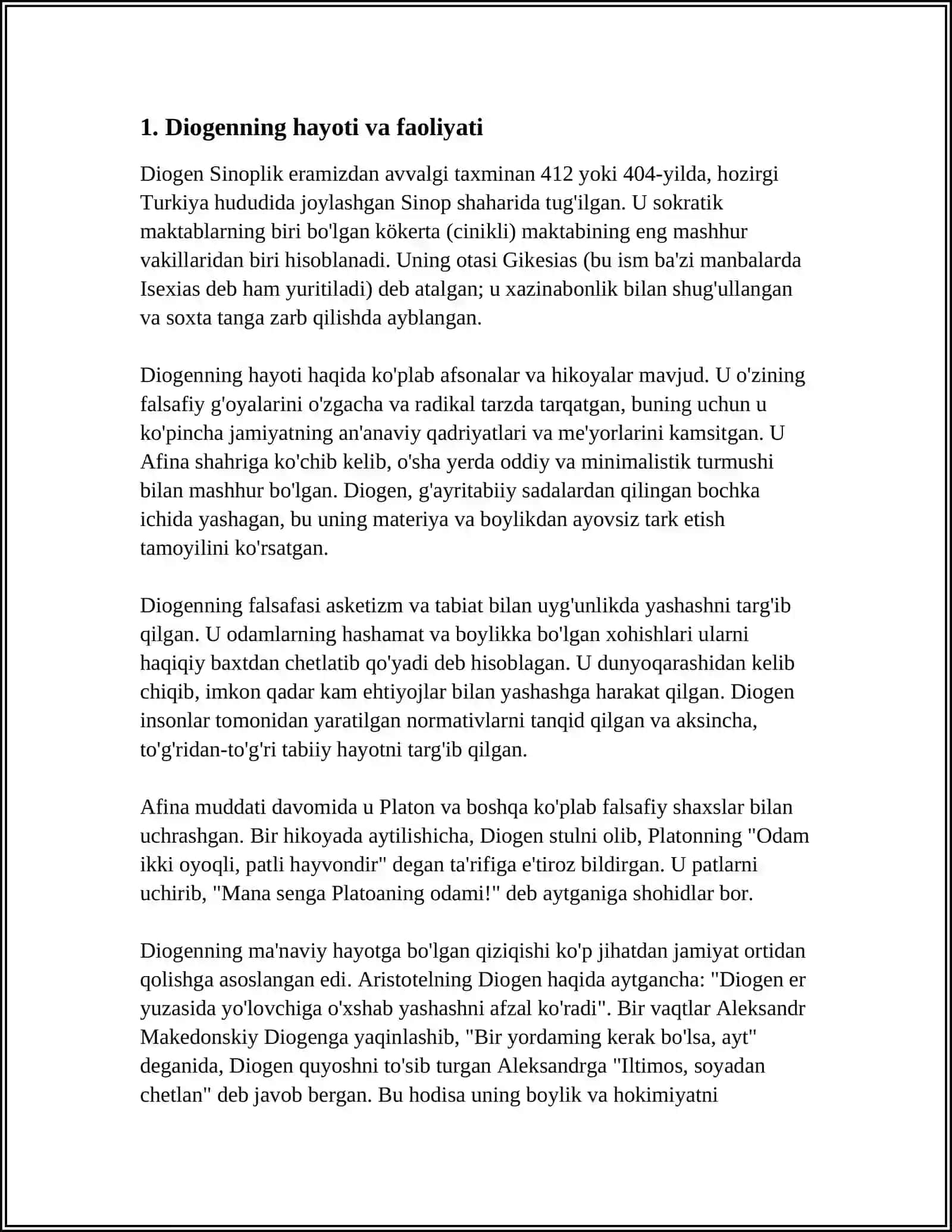 DIOGENNING FALSAFIY QARASHLARI 3