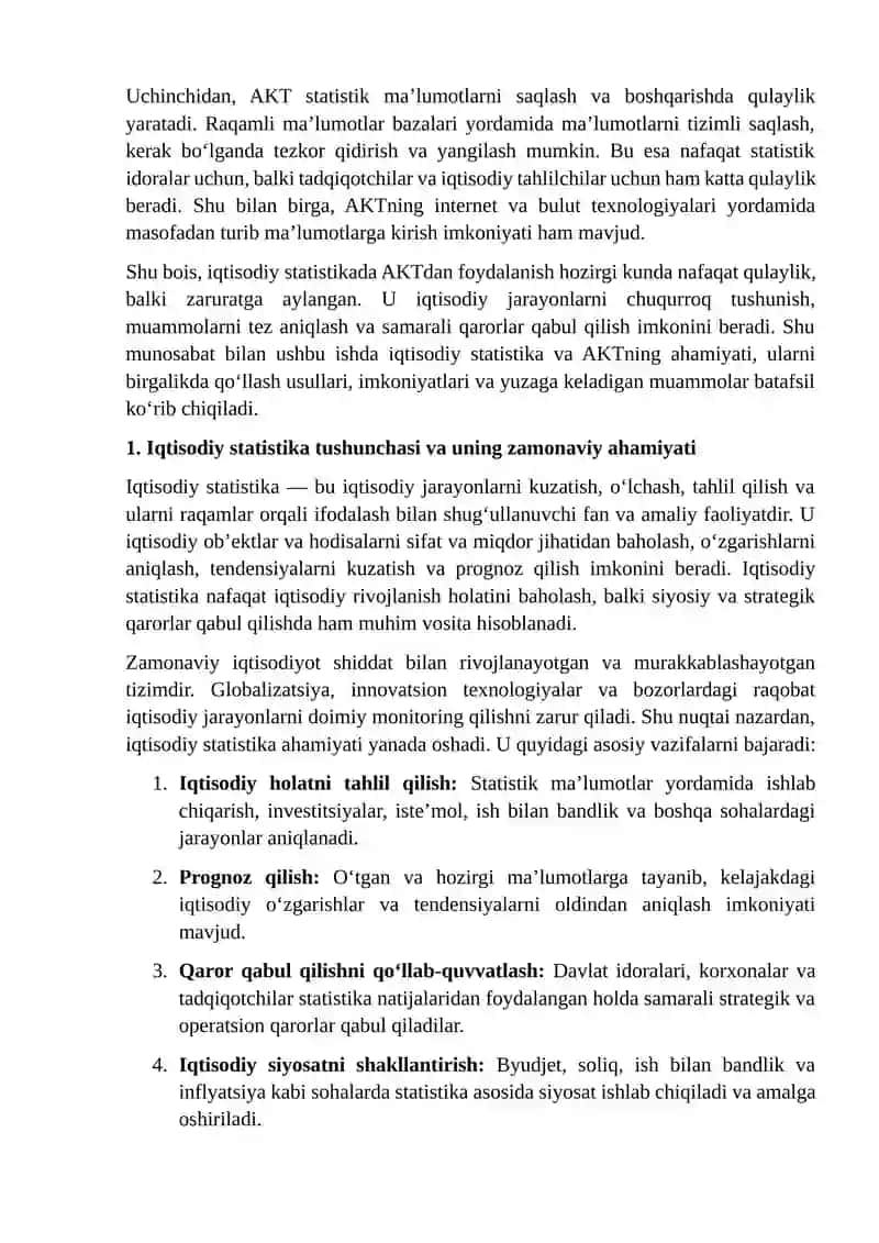 Iqtisodiy statistikada AKTdan foydalanish 3
