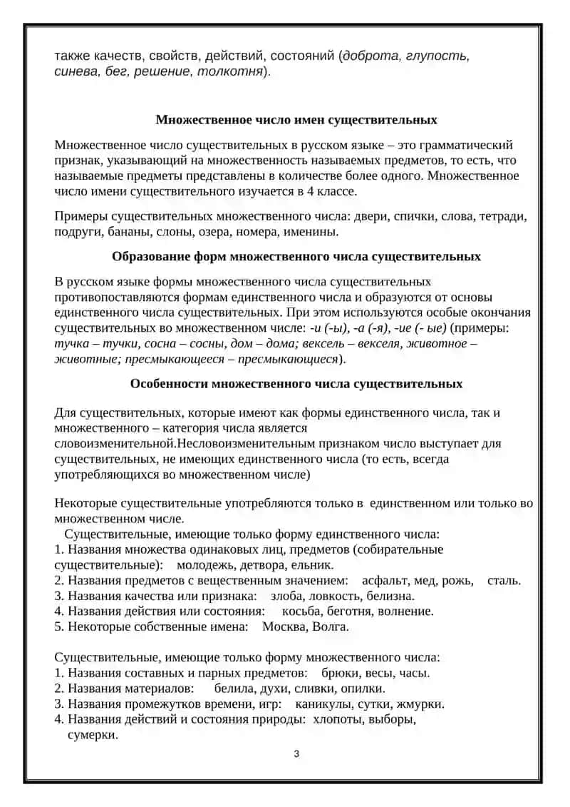 Множественное число имен существительных 3