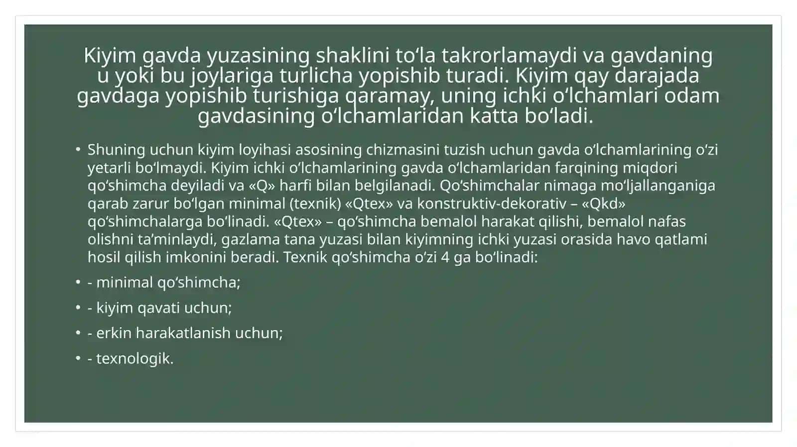Kiyimlar Nihoyati va O'lchamlari 3
