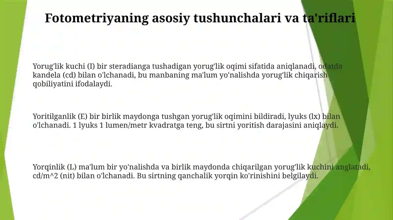 Fotometriya qonunlarini o‘rganish 3