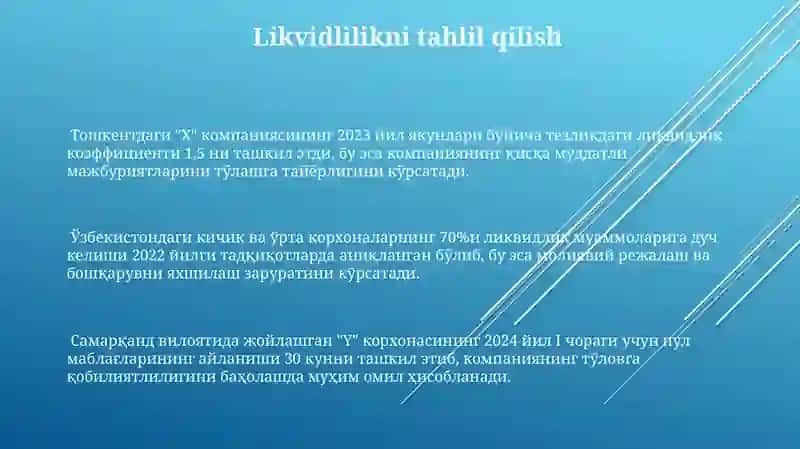Moliyaviy va boshqaruv tahlili 3