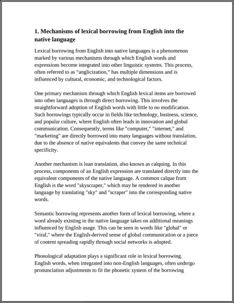 LOAN WORDS AND BORROWING: INFLUENCE OF ENGLISH ON NATIVE LANGUAGE 3