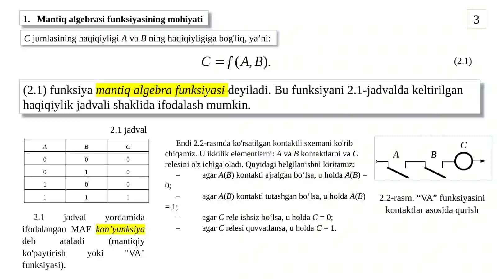 Mantiq algebrasi funksiyalari 3