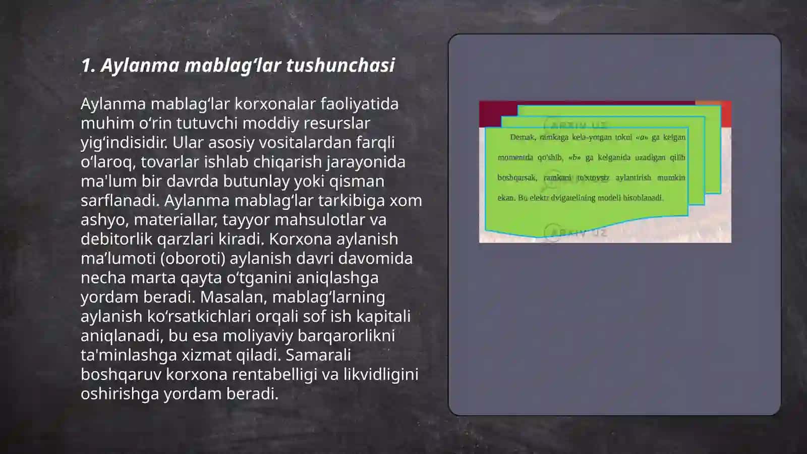 Aylanma Mablag'larning Mohiyati va Ahamiyati 3
