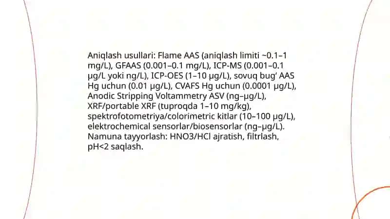 Tuproq va suvning ifloslanishi ion boğlanishlarning birikmalarini aniqlash 3