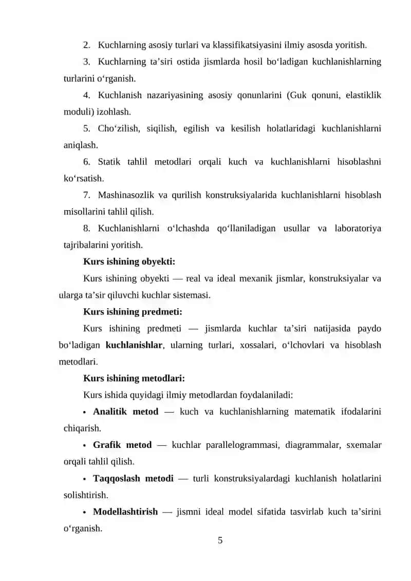Kuchlar klassifikatsiyasi va kuchlanishlar 3