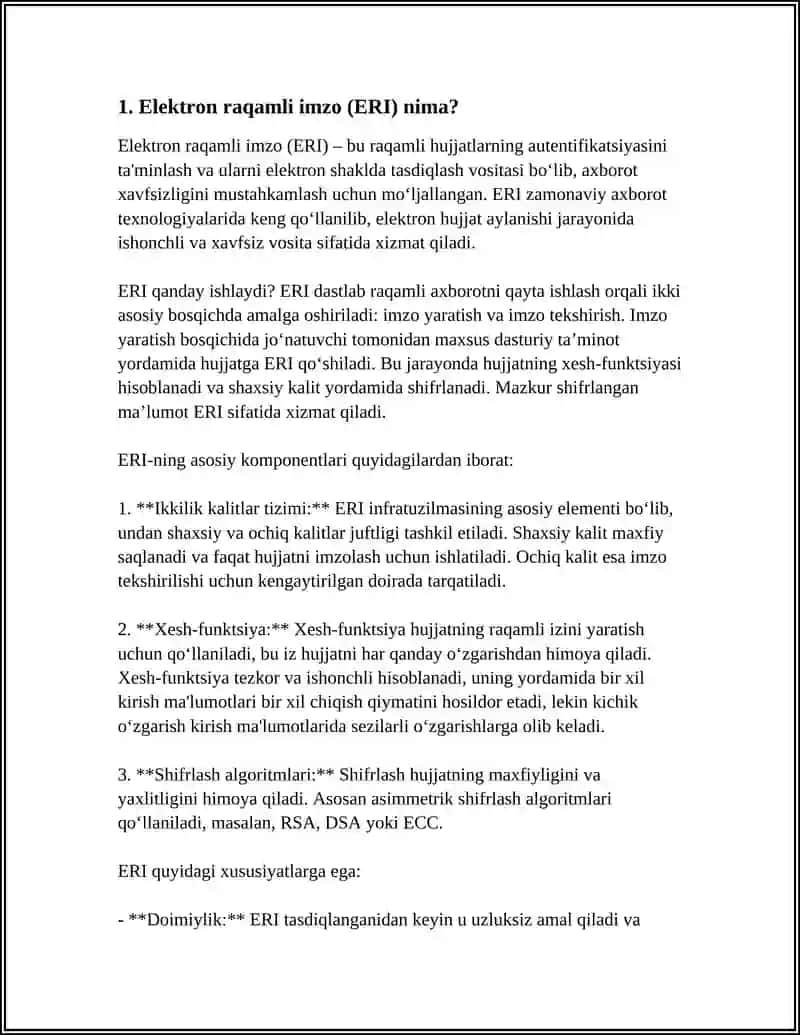 ELEKTRON RAQAMLI IMZO VA UNDAN FOYDALANISH REFERAT 3