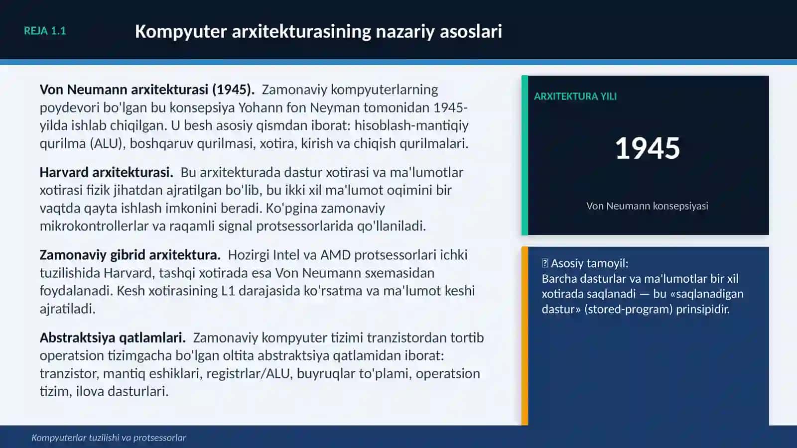 KOMPYUTERLAR TUZILISHI va PROTSESSORLAR 3