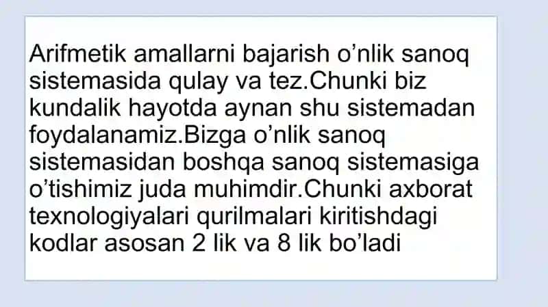 Turli sanoq sistemalarda amallar bajarish 3
