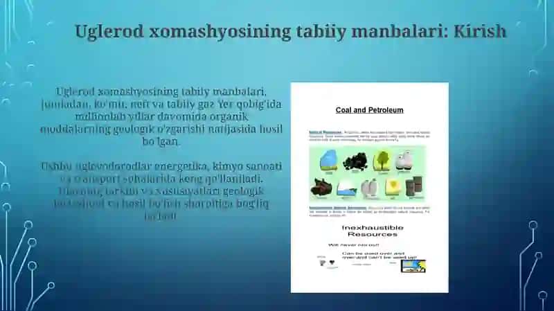 Uglerod xomashyosining tabiiy manbalari 3