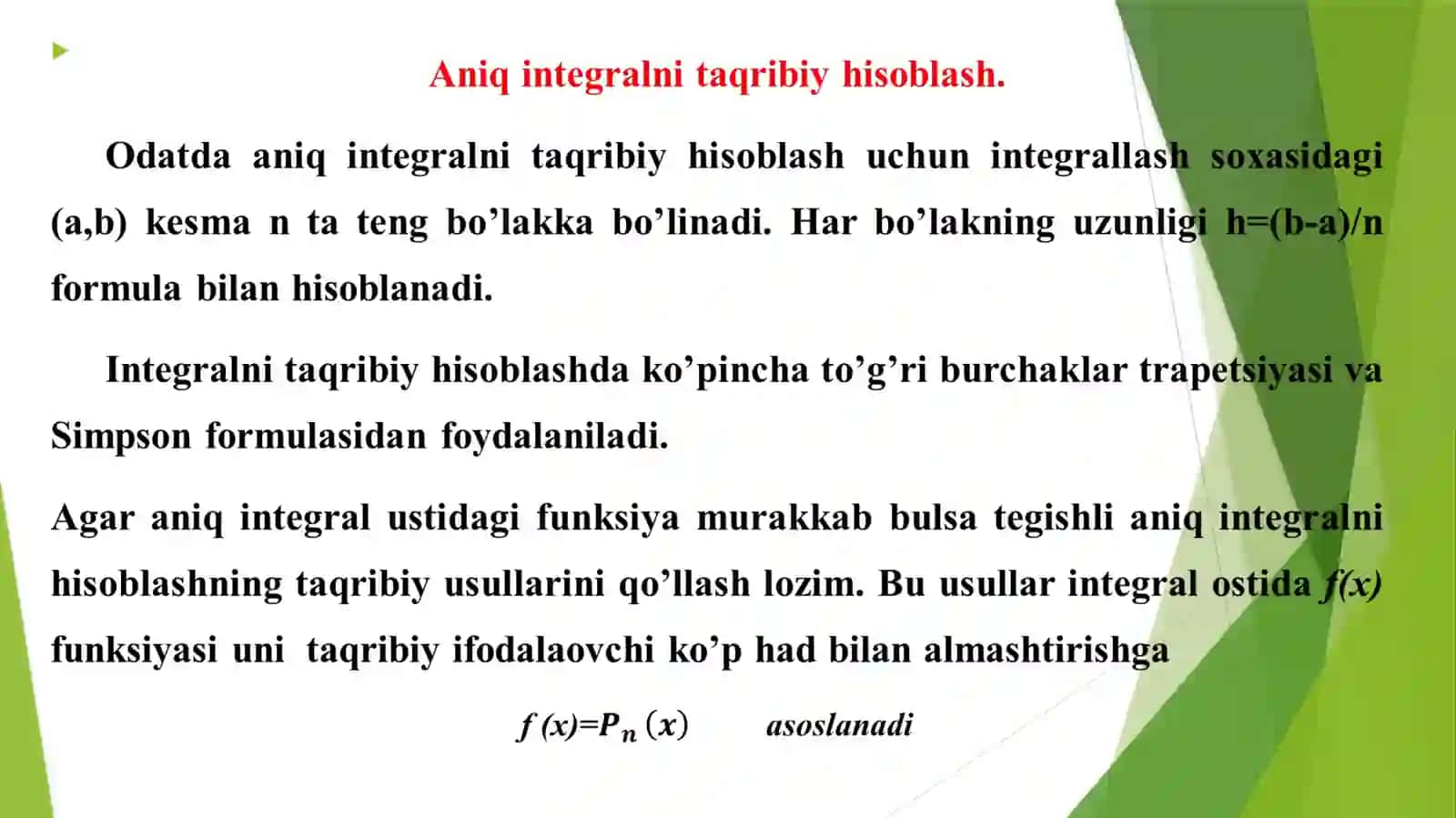 Aniqintegralni taqribiy hisoblash 3