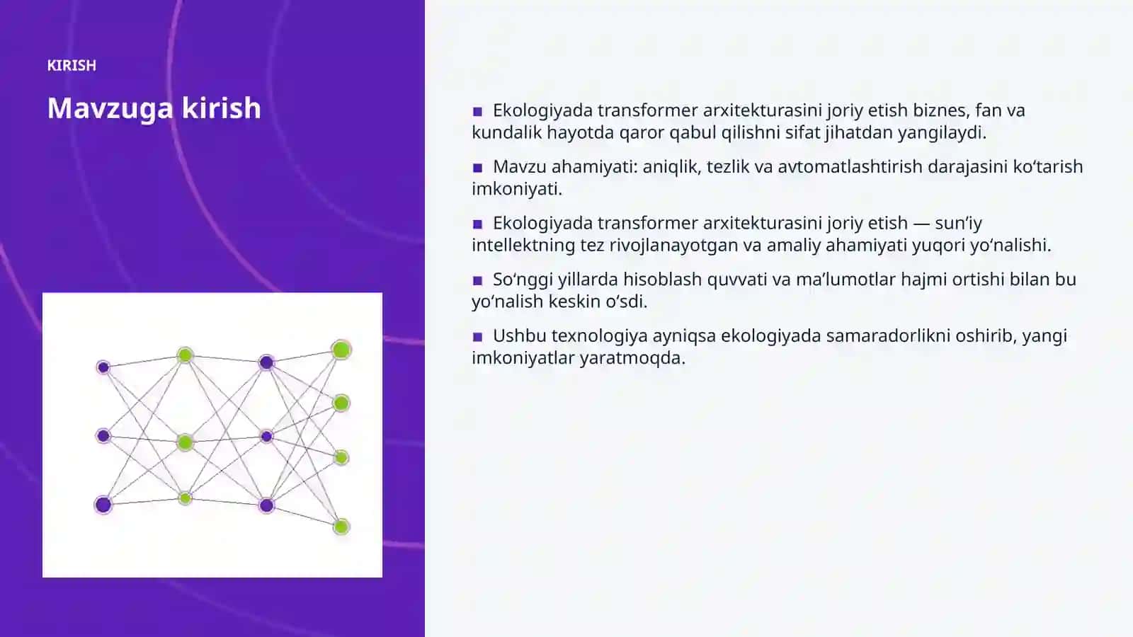 Ekologiyada transformer arxitekturasini joriy etish 3