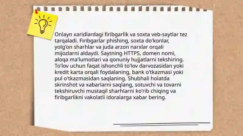 Onlayn xaridlardagi firibgarlik va soxta veb-saytlar 3
