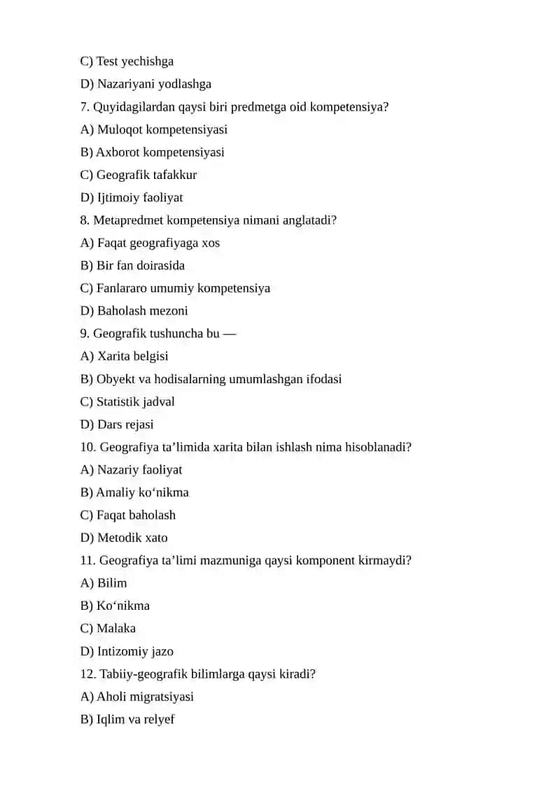 Geografiya ta’limi mazmunining tarkibiy qismlari 3