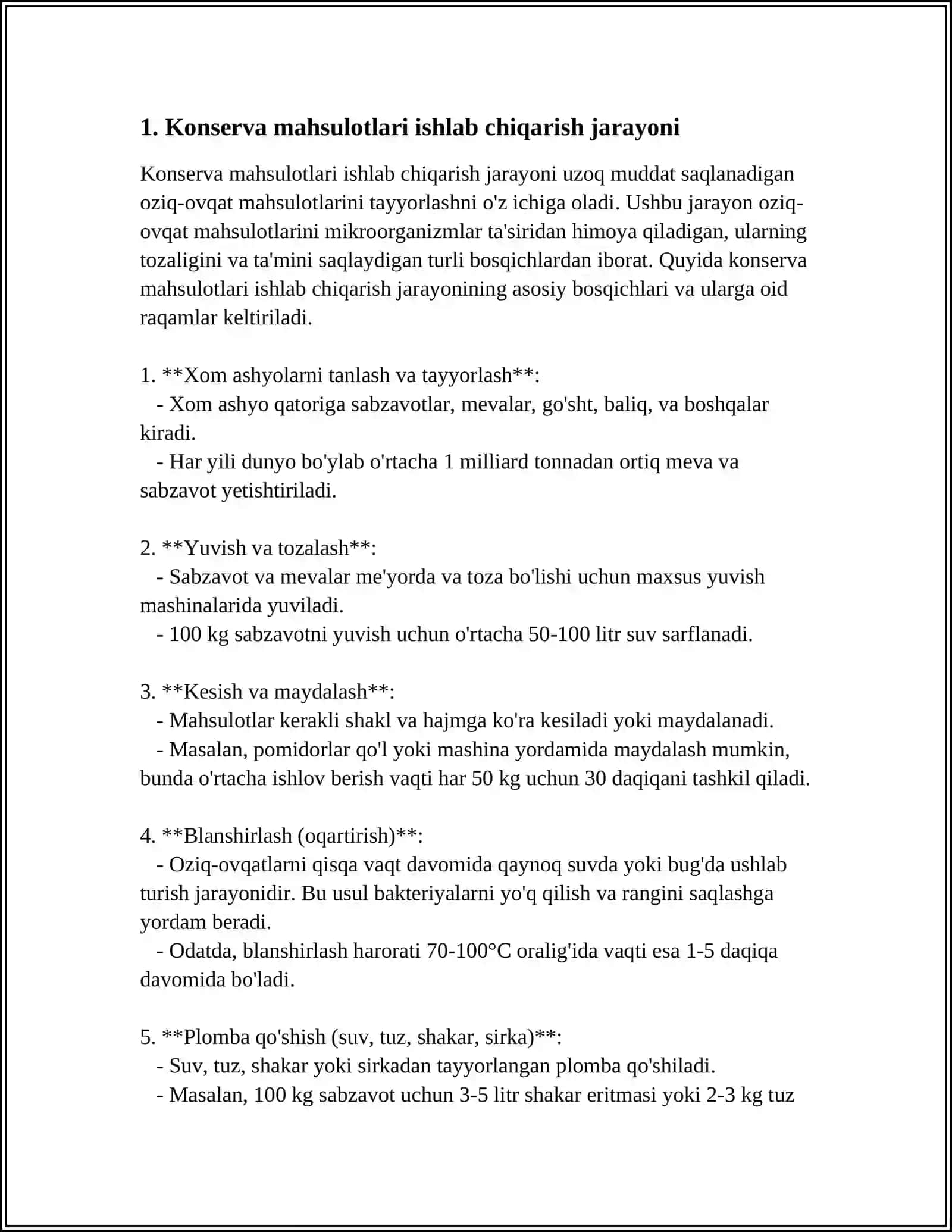KONSERVA MAHSULOTLARI ISHLAB CHIQARISH TEXNOLOGIYALARI 3