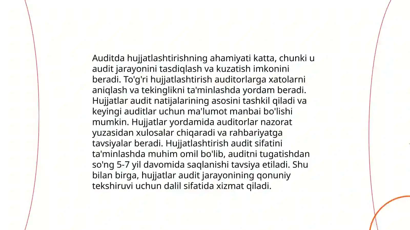 Auditda hujjatlashtirish va audit ichki hujjatlari 3