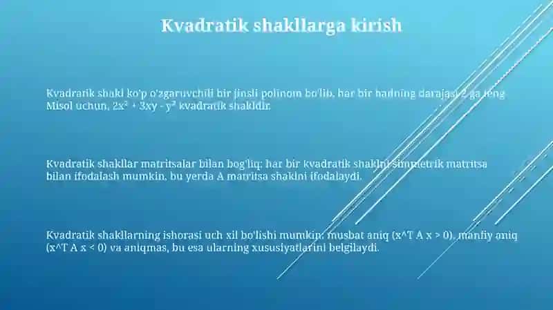 Kvadratik formalarni o'rganish 3
