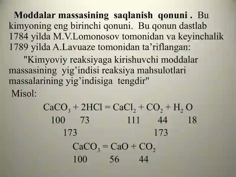 Kimyoda miqdoriy tushunchalarni shakllantirish 3