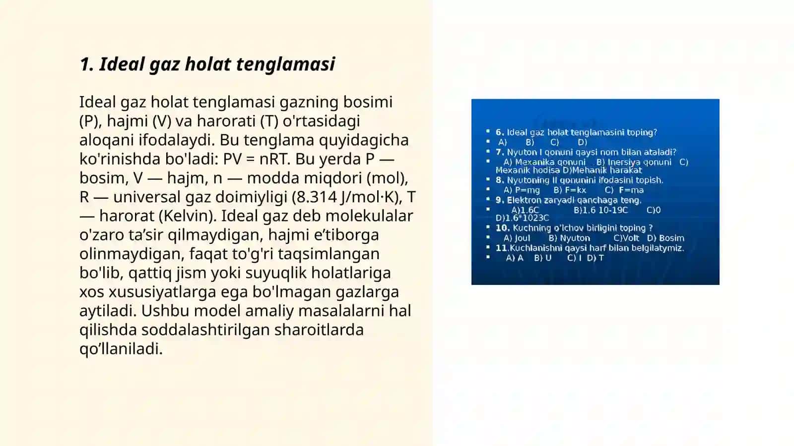 Gazlarning holat tenglamari 3