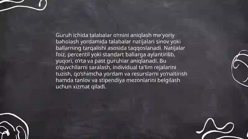 Me'yoriy (normaga asoslangan) baholashning afzalliklari 3